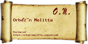 Orbán Melitta névjegykártya