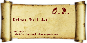Orbán Melitta névjegykártya